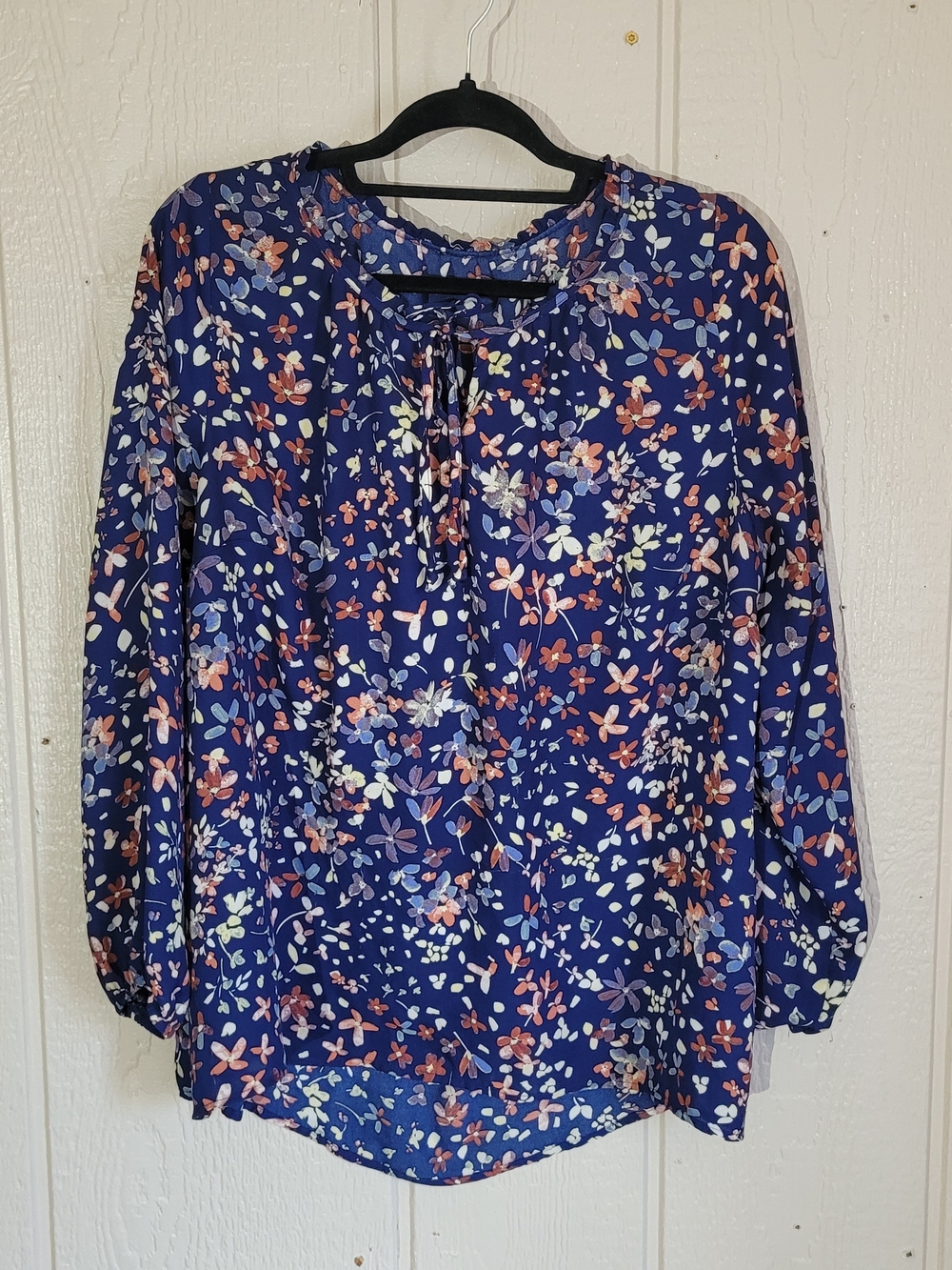 Women’s Floral Navy Peasant Blouse - Navy